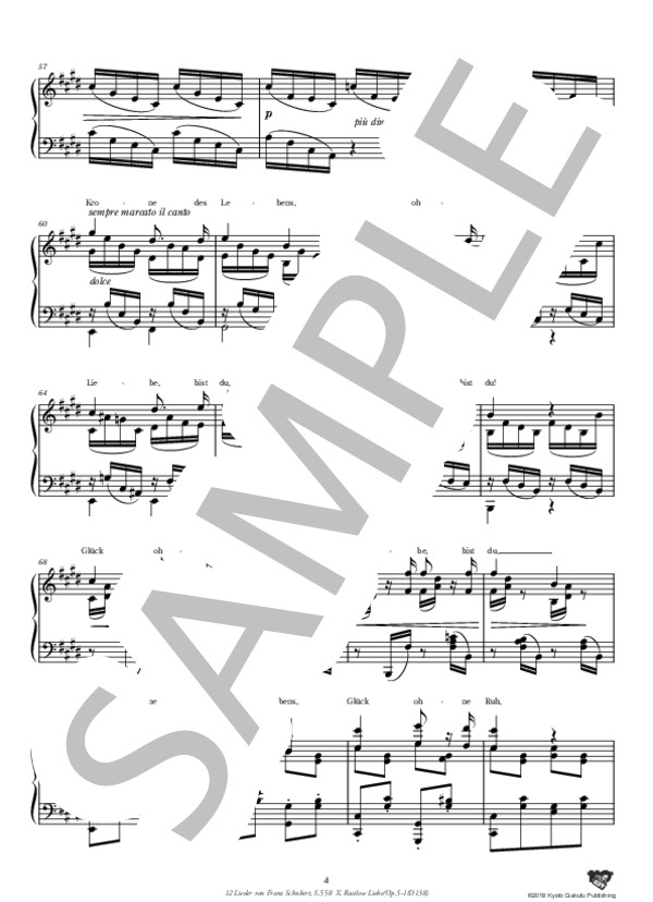 シューベルトによる『12の歌』S.558 第10曲 たゆまぬ愛 (フランツ・シューベルト) / ピアノソロ 中〜上級 - サンプル譜面 5/5