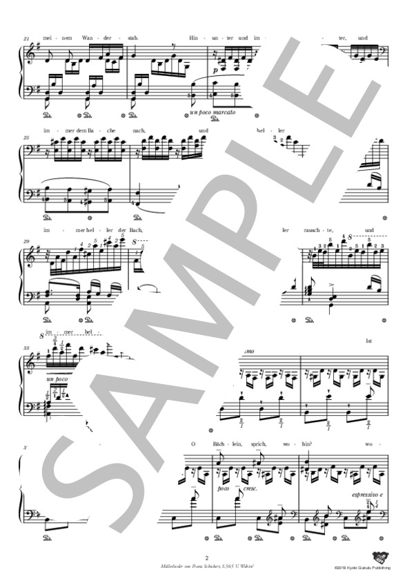 シューベルトによる『水車屋の歌』S.565 (シューベルトによる歌曲集『美しき水車小屋の娘』より 第2曲) 第5曲 どこへ？ (フランツ・シューベルト) / ピアノソロ 中〜上級 - サンプル譜面 3/5