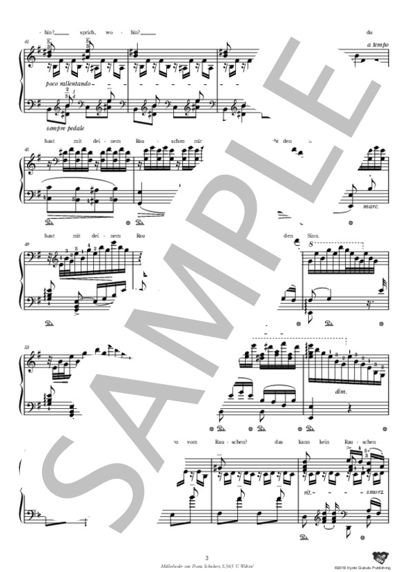 シューベルトによる『水車屋の歌』S.565 (シューベルトによる歌曲集『美しき水車小屋の娘』より 第2曲) 第5曲 どこへ？ (フランツ・シューベルト) / ピアノソロ 中〜上級 - サンプル譜面 4/5