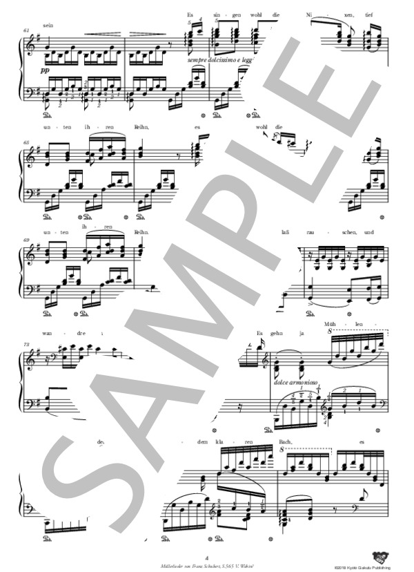 シューベルトによる『水車屋の歌』S.565 (シューベルトによる歌曲集『美しき水車小屋の娘』より 第2曲) 第5曲 どこへ？ (フランツ・シューベルト) / ピアノソロ 中〜上級 - サンプル譜面 5/5