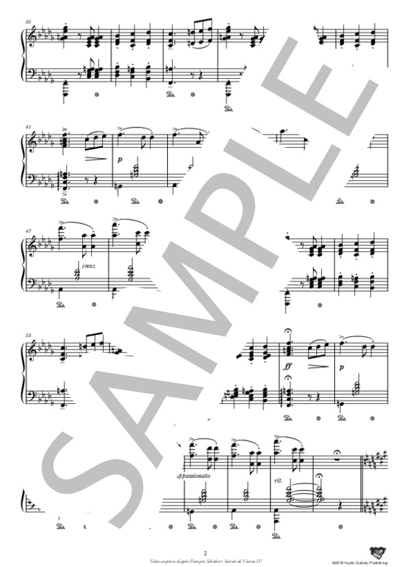 フランツ・シューベルトのワルツ・カプリスによる R252 / SW427 / NG2 A131 ウィーンの夜会 第4番 / ピアノ2台4手 中〜上級 - サンプル譜面 3/5