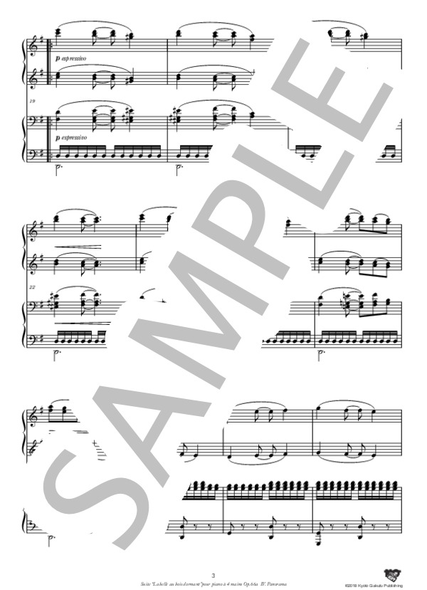 組曲『眠れる森の美女』作品66a［ピアノ連弾版］ 第4曲 パノラマ (ピョートル・イリイチ・チャイコフスキー) / ピアノソロ 中〜上級 - サンプル譜面 4/5