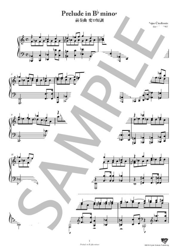 DK250 (VL306)Druskininkai, 1907 前奏曲 変ロ短調 (ミカロユス・チュルリョーニス) / ピアノソロ 中〜上級 - サンプル譜面 2/4