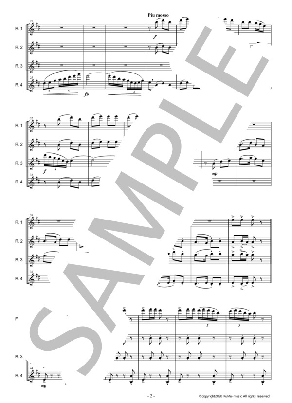 八木節（フルート四重奏 / 4FL) (宇野 浩二) / 中〜上級 - サンプル譜面 2/5