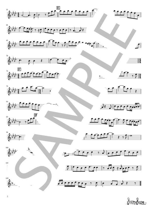 恋人失格【in C-G clef】 (コレサワ) / フルート 入門 - サンプル譜面 2/2