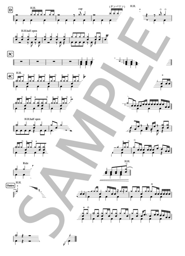 『こんがらがった ! 』ネクライトーキー ドラム譜 3ページ / その他 - サンプル譜面 3/3