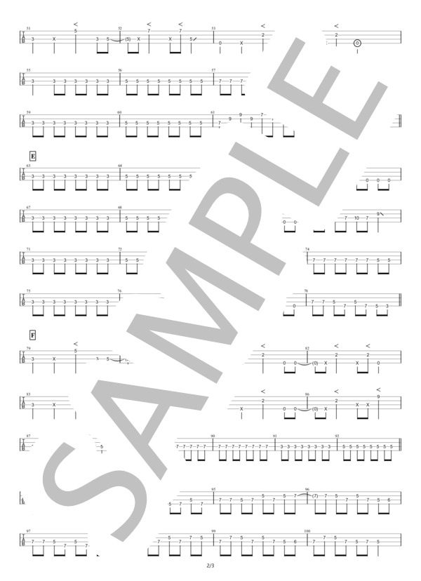 【ベースTAB譜】D.B (感覚 ピエロ) / エレキベース 中級 - サンプル譜面 2/3