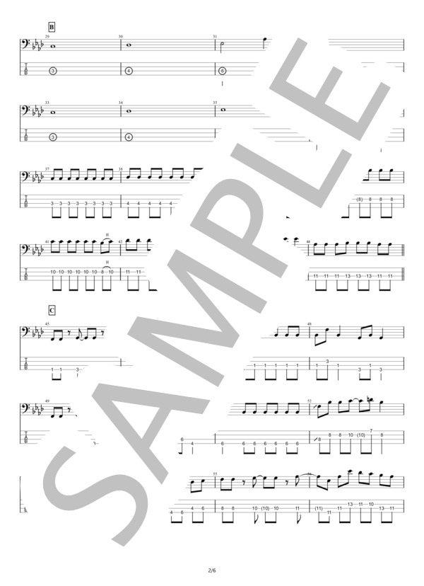 【ベース】ピアス (reGretGirl) / エレキベース 中級 - サンプル譜面 2/5