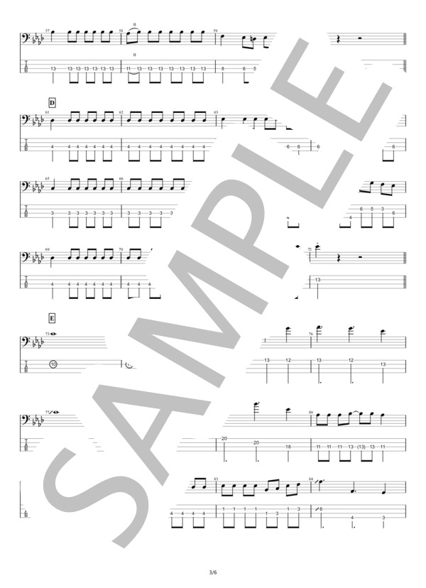 【ベース】ピアス (reGretGirl) / エレキベース 中級 - サンプル譜面 3/5