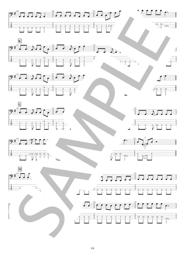 【ベース】女神 (ポルカドットスティングレイ) / エレキベース 初〜中級 - サンプル譜面 5/5