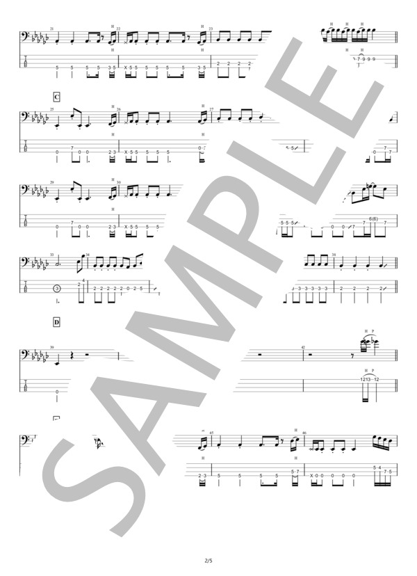 【ベース】FIRE GROUND (Official髭男dism) / エレキベース 中級 - サンプル譜面 2/5