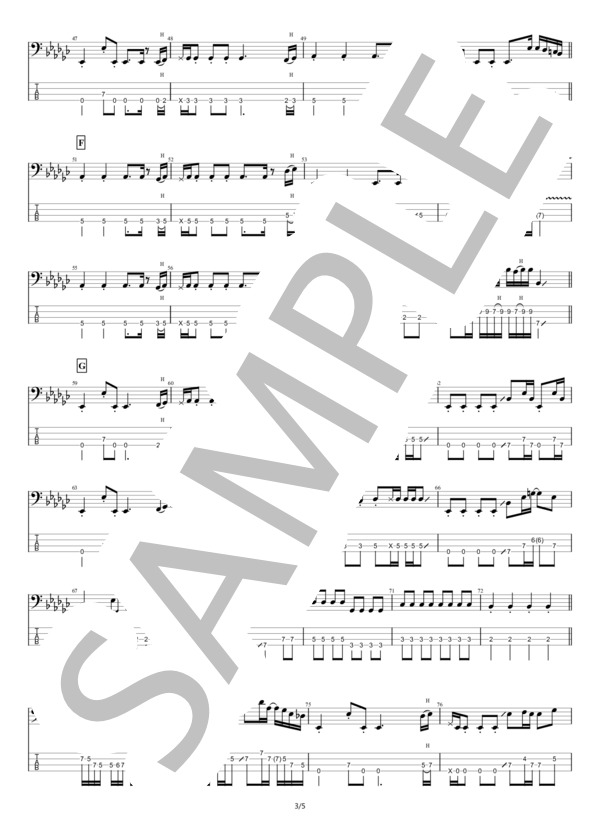 【ベース】FIRE GROUND (Official髭男dism) / エレキベース 中級 - サンプル譜面 3/5