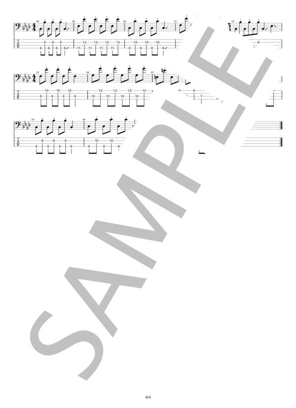 【ベース】シャングリラ (チャットモンチー) / エレキベース 初級 - サンプル譜面 4/4