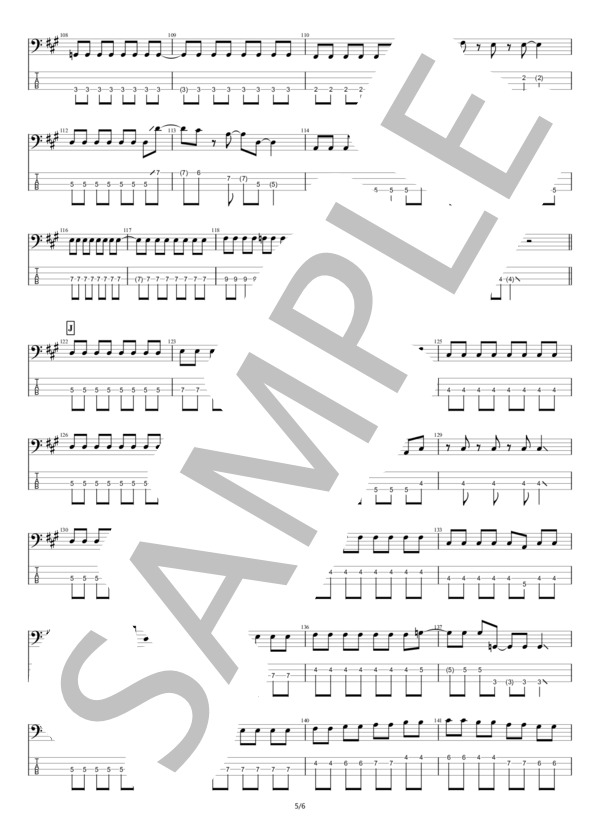 【ベース】瞬間センチメンタル (SCANDAL) / エレキベース 初級 - サンプル譜面 5/5