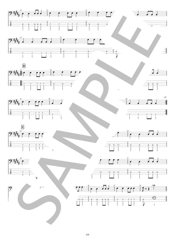 【ベース】小さな恋のうた (モンゴル800) / エレキベース 初級 - サンプル譜面 2/5