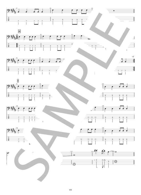 【ベース】小さな恋のうた (モンゴル800) / エレキベース 初級 - サンプル譜面 4/5