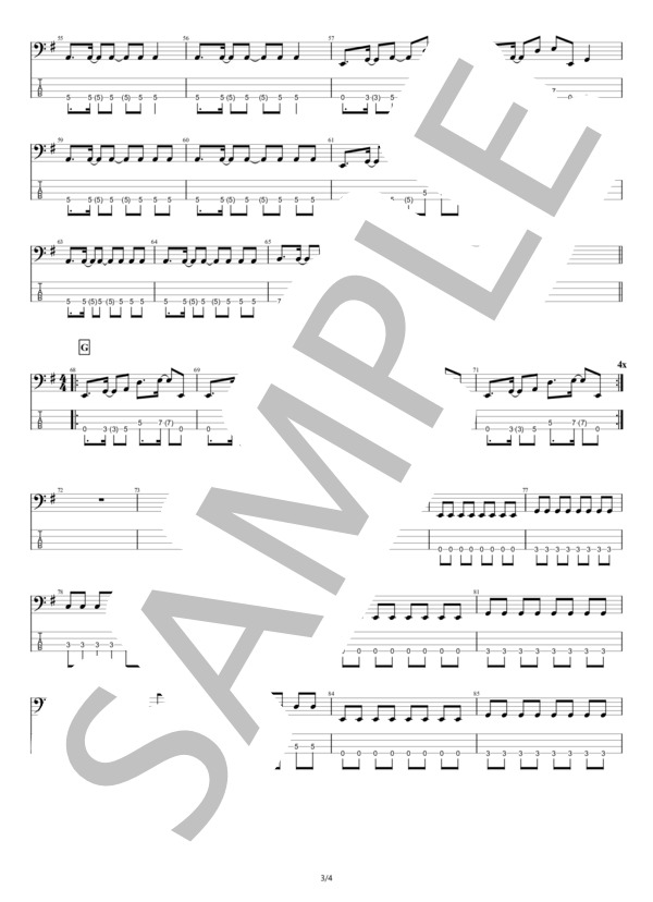 【ベース】Deeper Deeper (ONE OK ROCK) / エレキベース 初級 - サンプル譜面 3/4