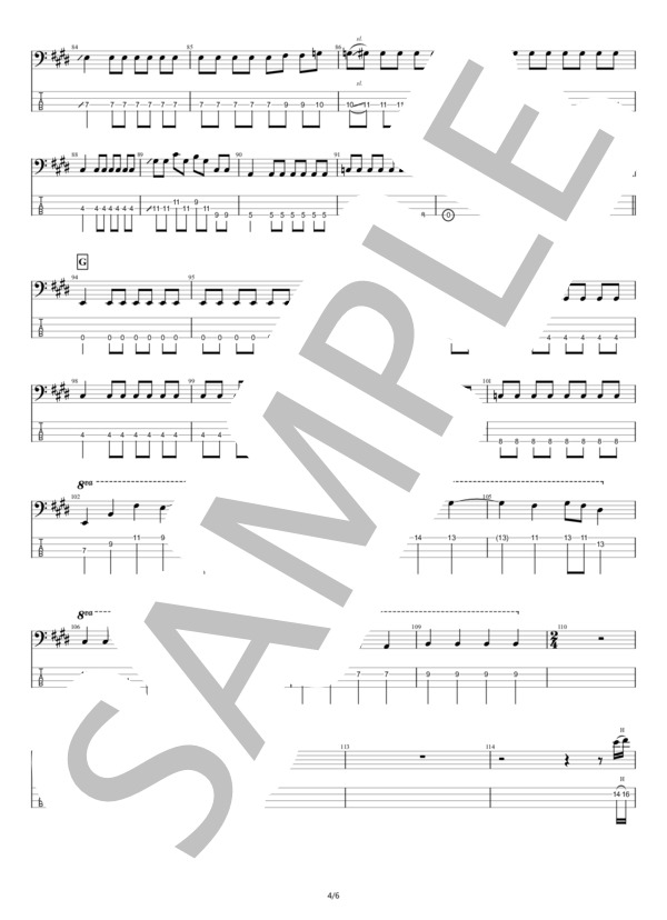 【ベース】ブロッサム (reGretGirl) / エレキベース 初〜中級 - サンプル譜面 4/5