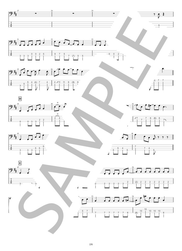 【ベース】テレフォン (reGretGirl) / エレキベース 中級 - サンプル譜面 2/5