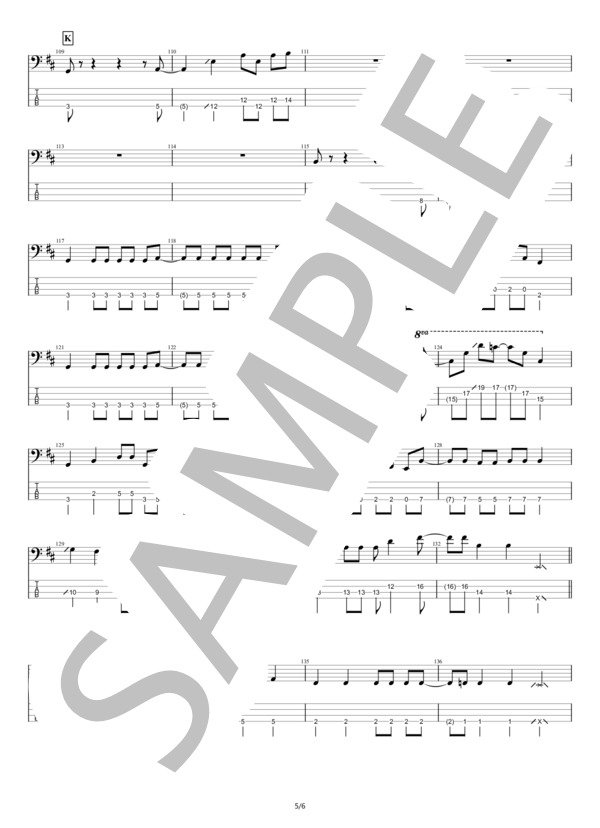 【ベース】テレフォン (reGretGirl) / エレキベース 中級 - サンプル譜面 5/5