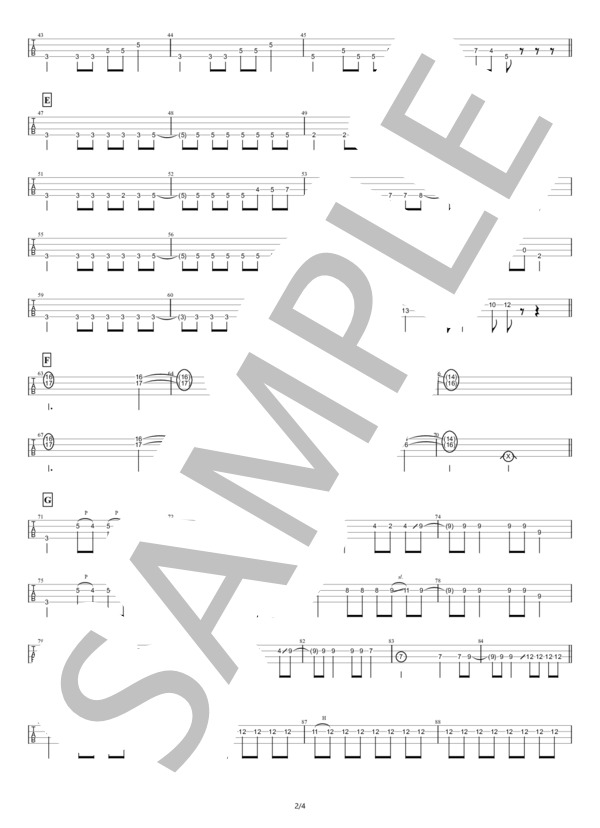 【ベースTAB譜】テレフォン (reGretGirl) / エレキベース 中級 - サンプル譜面 2/4