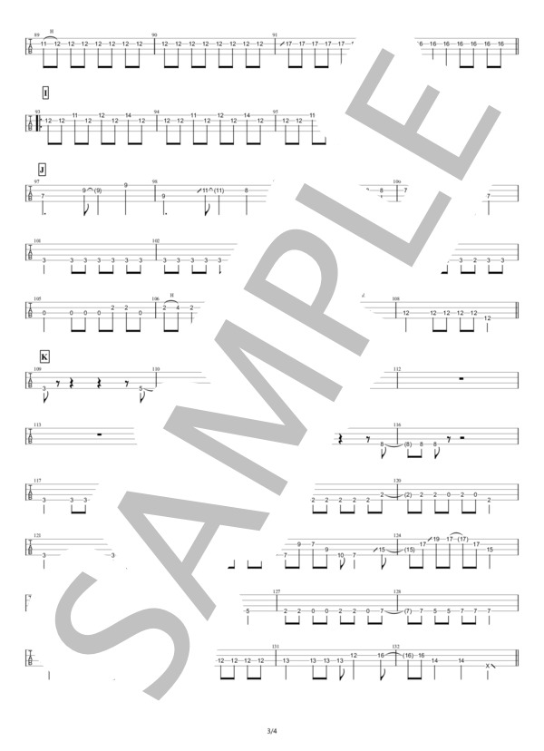 【ベースTAB譜】テレフォン (reGretGirl) / エレキベース 中級 - サンプル譜面 3/4