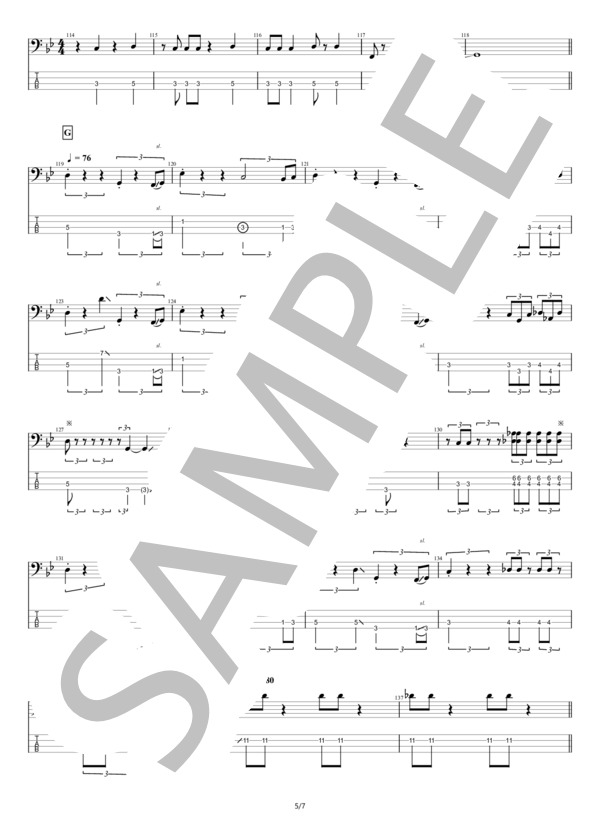 【ベース】節約家 (tricot) / エレキベース 中級 - サンプル譜面 5/5