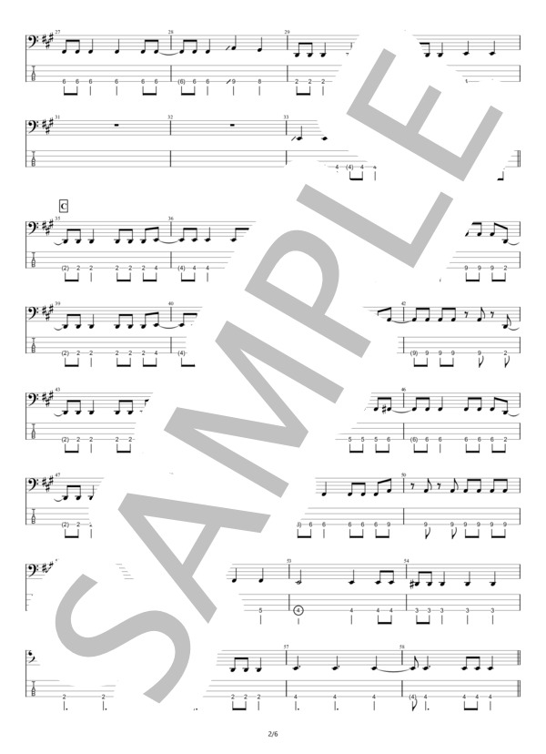 【ベース】We Are 健康人間 (夕闇に誘いし漆黒の天使達) / エレキベース 初〜中級 - サンプル譜面 2/5