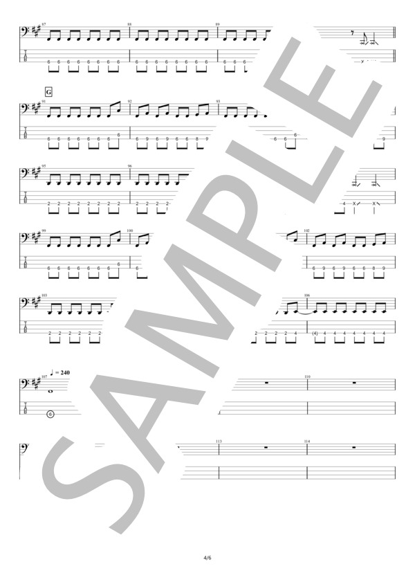 【ベース】We Are 健康人間 (夕闇に誘いし漆黒の天使達) / エレキベース 初〜中級 - サンプル譜面 4/5