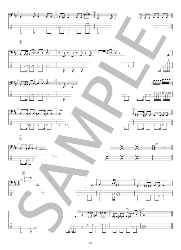 【ベース】ザクロ (THE BACK HORN) / エレキベース 中級 - サンプル譜面 5/5