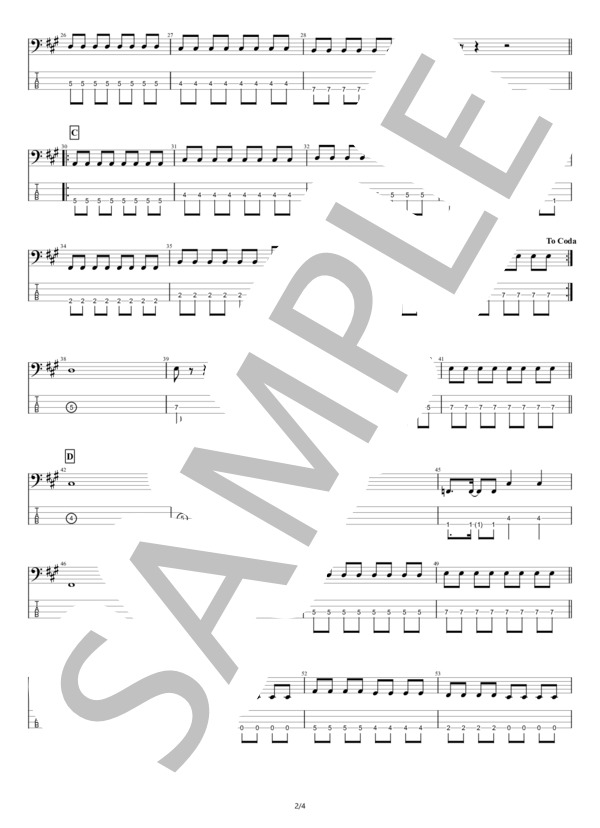【ベース】感傷謳歌 (PEDRO) / エレキベース 初級 - サンプル譜面 2/4