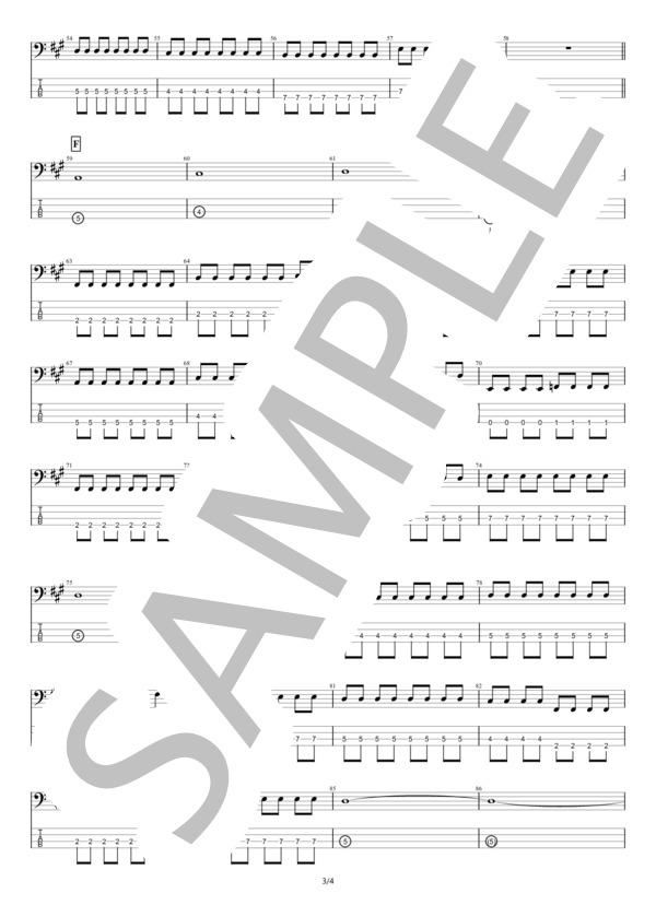 【ベース】感傷謳歌 (PEDRO) / エレキベース 初級 - サンプル譜面 3/4