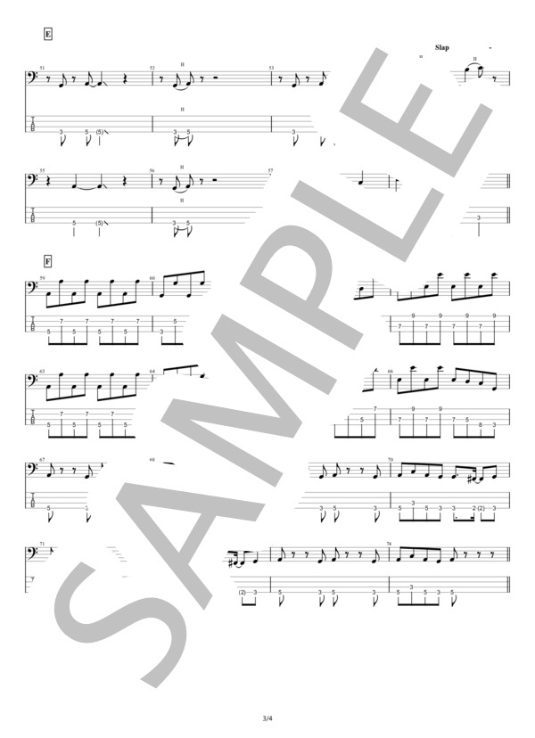 【ベース】上海ハニー (ORANGE RANGE) / エレキベース 初級 - サンプル譜面 3/4