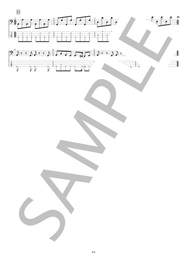 【ベース】上海ハニー (ORANGE RANGE) / エレキベース 初級 - サンプル譜面 4/4