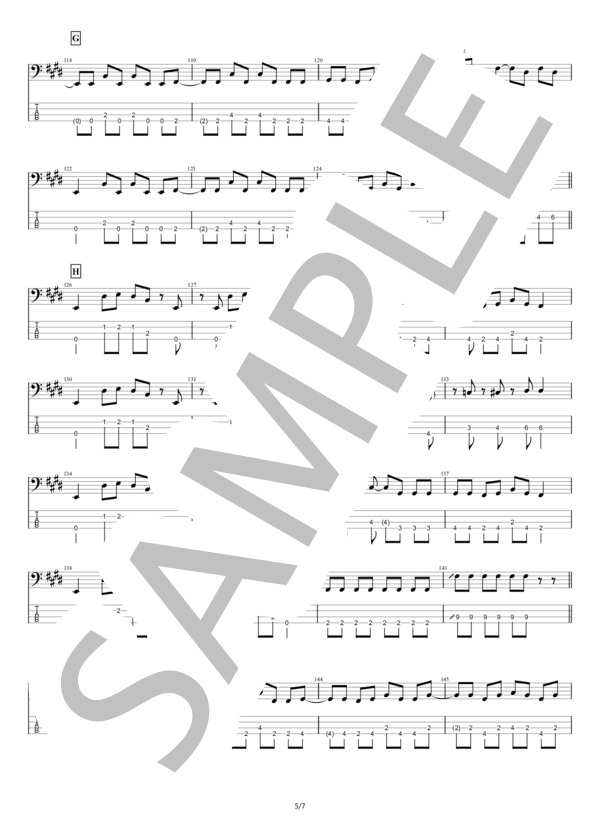 【ベース】オンリーワンダー (フレデリック) / エレキベース 中級 - サンプル譜面 5/5