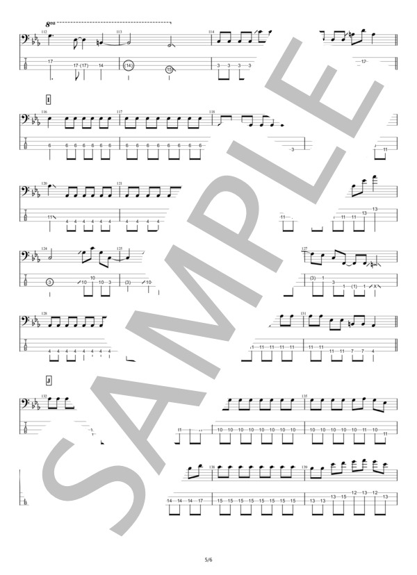 【ベース】落陽 (サイダーガール) / エレキベース 中級 - サンプル譜面 5/5