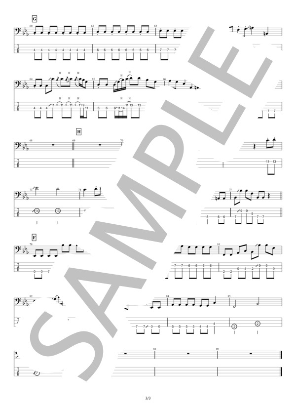 【ベース】猫 (DISH//) / エレキベース 初級 - サンプル譜面 3/3