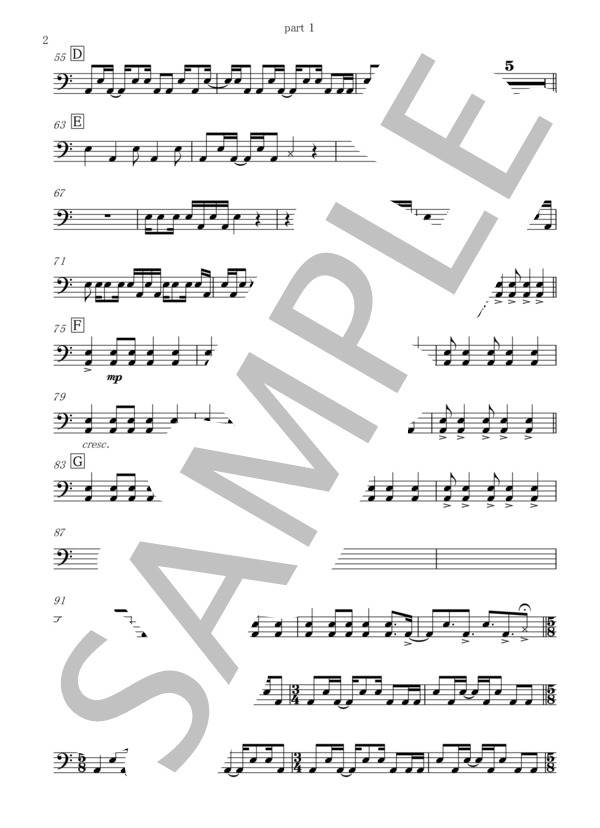 KEITA for Drum trio【part score】 (田中 まさよし) / アンサンブル打楽器 初〜中級 - サンプル譜面 4/5