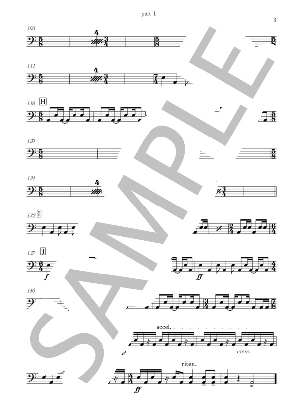 KEITA for Drum trio【part score】 (田中 まさよし) / アンサンブル打楽器 初〜中級 - サンプル譜面 5/5