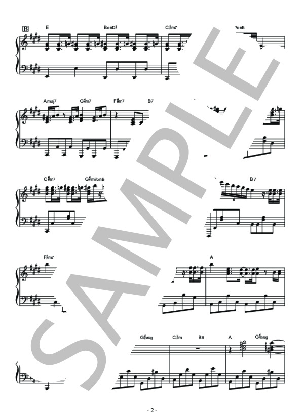 何度でも  ピアノソロ用楽譜 (DREAMS COME TRUE) / 中〜上級 - サンプル譜面 2/4