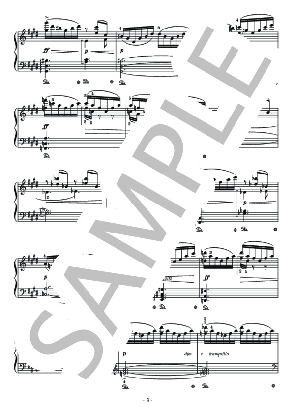 グリーグ作曲「ペール・ギュント」より「朝」ピアノソロ用楽譜 (エドヴァルド・ハーゲルップ・グリーグ) / 中〜上級 - サンプル譜面 3/5