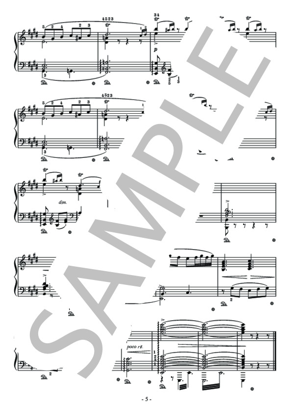 グリーグ作曲「ペール・ギュント」より「朝」ピアノソロ用楽譜 (エドヴァルド・ハーゲルップ・グリーグ) / 中〜上級 - サンプル譜面 5/5