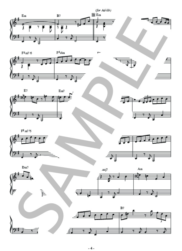 Prelude in E Minor(ショパン～ボサ・ノヴァ）ピアノソロ用楽譜 (フレデリック・ショパン) / 中級 - サンプル譜面 4/5