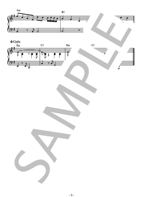 Prelude in E Minor(ショパン～ボサ・ノヴァ）ピアノソロ用楽譜 (フレデリック・ショパン) / 中級 - サンプル譜面 5/5