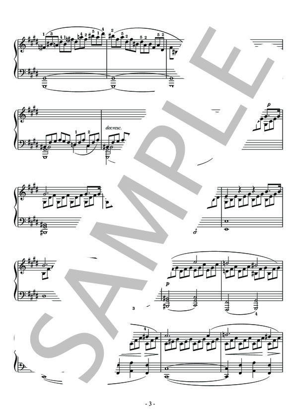 ベートーヴェン作曲 月光 第一楽章 ピアノソロ用楽譜 (ルートヴィヒ・ヴァン・ベートーヴェン) / 中級 - サンプル譜面 3/4