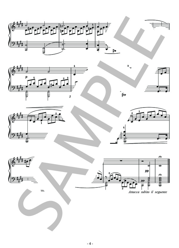 ベートーヴェン作曲 月光 第一楽章 ピアノソロ用楽譜 (ルートヴィヒ・ヴァン・ベートーヴェン) / 中級 - サンプル譜面 4/4