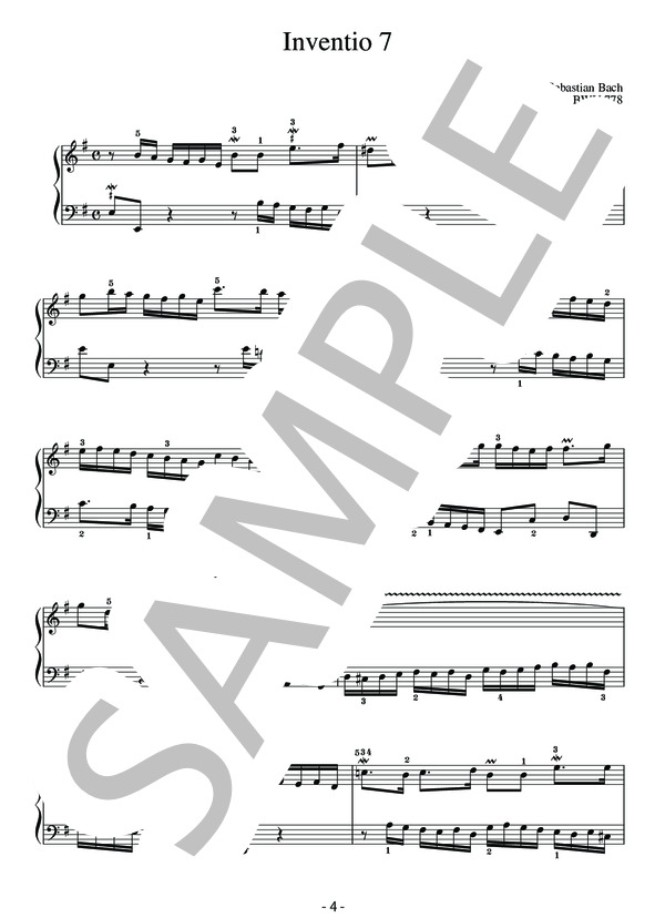 バッハ インベンション-楽曲分析と演奏法- 第7番 e moll BWV 778(改訂版） (ヨハン・セバスチャン・バッハ) / ピアノソロ 中級 - サンプル譜面 4/5