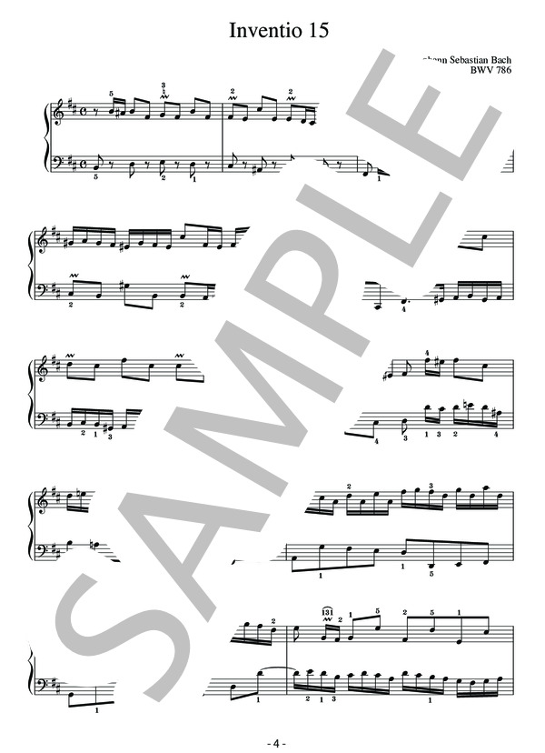 バッハ インベンション-楽曲分析と演奏法- 第15番 h moll BWV786(改訂版） (ヨハン・セバスチャン・バッハ) / ピアノソロ 中級 - サンプル譜面 4/5