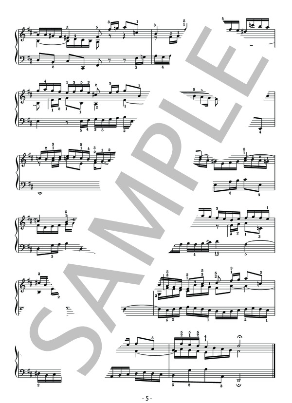 バッハ シンフォニア-楽曲分析と演奏法- 第3番 D dur BWV 789(改訂版） (ヨハン・セバスチャン・バッハ) / ピアノソロ 中〜上級 - サンプル譜面 5/5