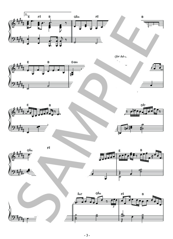 Lemon(米津玄師）ジャズピアノソロ用楽譜 (米津 玄師) / 中級 - サンプル譜面 3/5